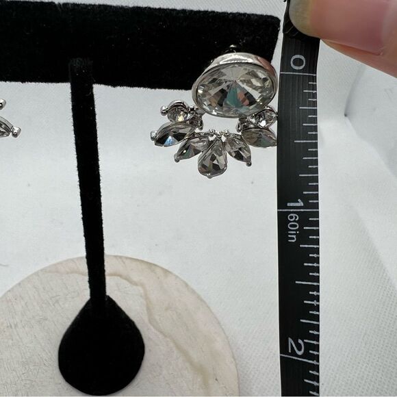 Two-way rhinestone studded sparkle fancy elegant post earrings - Picture 7 of 10